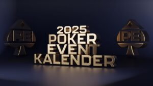 Ein Pokerkalender für das Jahr 2025 mit einem stilvollen und professionellen Design, auf dem verschiedene Pokerturniere und Events markiert sind.