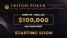 Ein professioneller Pokerspieler setzt seine Chips in die Mitte des Tisches während eines spannenden Turniers.
