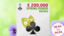 Ein bunter und dynamischer Teaser für die Frühjahrsserie 2025, der verschiedene Pokerchips und Spielkarten in lebendigen Farben zeigt.