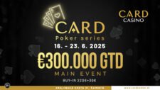Ein buntes und kreativ gestaltetes Plakat für eine Pokerturnierserie im Juni 2025. Das Design zeigt Spielkarten, Chips und verschiedene Poker-Elemente in leuchtenden Farben.