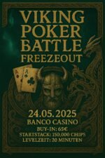 Ein stilvolles und luxuriöses Pokertisch-Setup mit grüner Filzoberfläche, umgeben von hochwertigen Pokerchips, Karten und Getränken.