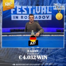 Ein Mann und eine Frau sitzen an einem Pokertisch und spielen Texas Hold'em. Der Mann hat einen Stapel Chips vor sich, während die Frau gerade eine Karte aufdeckt. Sie scheinen konzentriert und ernsthaft